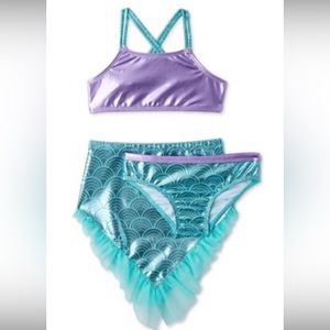 Mermaid 3 Piece Bathing Suit Girl Size 12 Months Wonder Nation New NWT